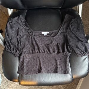 Bar III Black Textured Crop Top